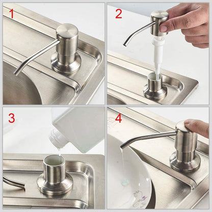 Ibergrif M34027 Kitchen Sink Built-in Soap Dispenser, 400ml Stainless Steel 360° Rotation Nozzle