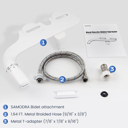 Ultra Slim Dual Nozzle Bidet Attachment for Toilet – Adjustable Water Pressure – SAMODRA