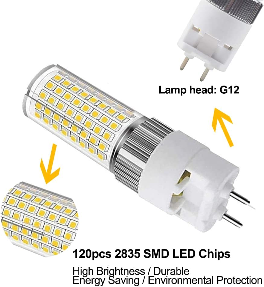 ALQFFHL G12 LED Bulb 16W 1600 Lumens 3000K Warm White Bi-Pin Corn Light Ceramic Pack