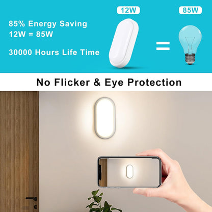 Letlit 12W LED Wall Light IP54 Bathroom Bulkhead 1200lm 4000K Neutral White Ceiling Porch Light