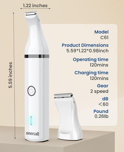 Ultra-Quiet Pet Paw Trimmer with Two Blades for Dogs and Cats