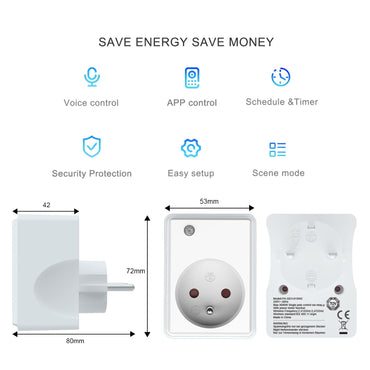 UCOMEN WiFi Smart Plug with Energy Monitoring, 16A White Grey
