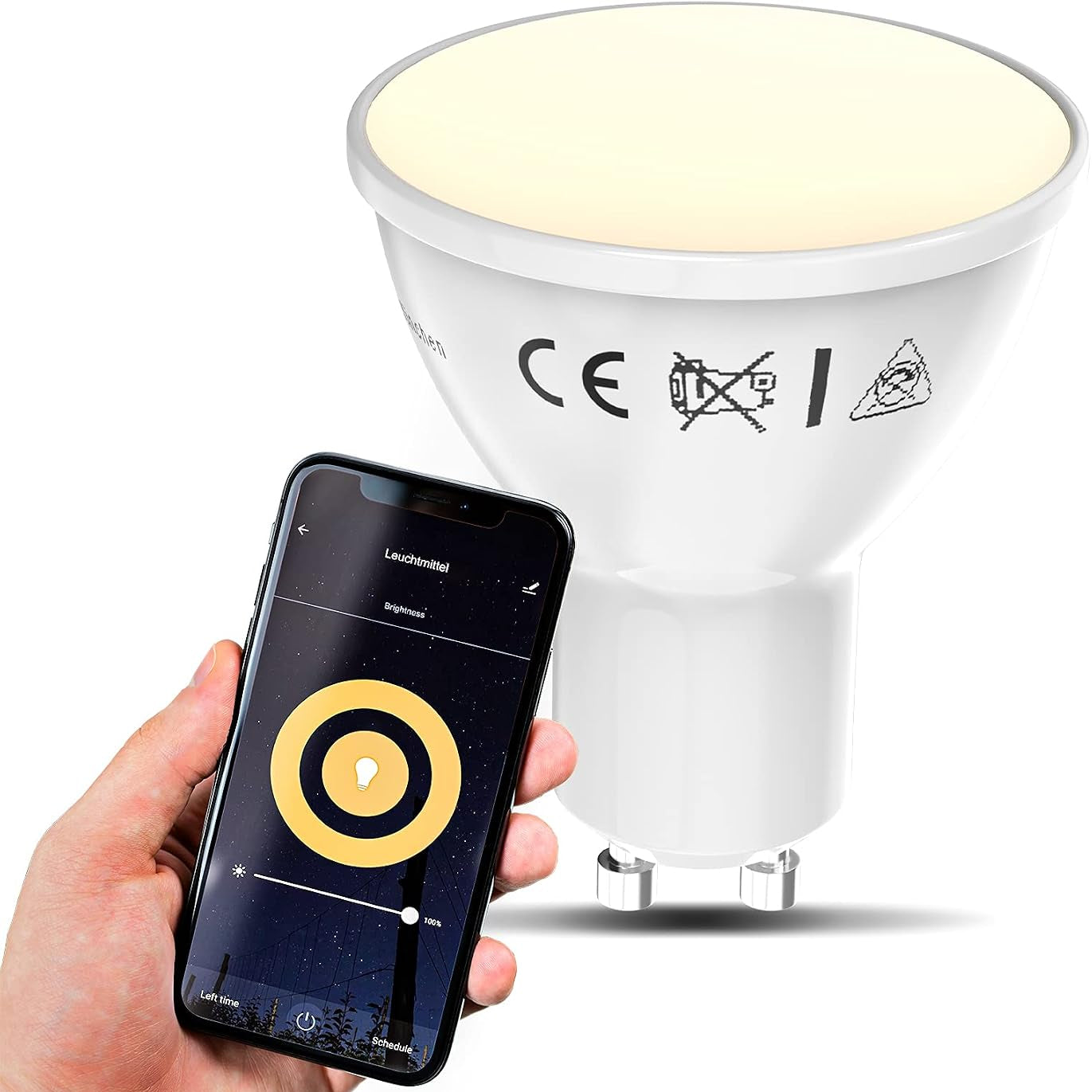 B.K.Licht LED GU10 Wi-Fi Smart Bulb 5.5 W 350 lm 2700 K Warm White Dimmable App Voice Control