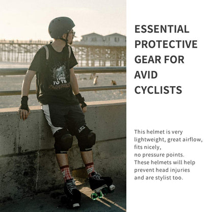 Cneng Adjustable Matte Black Skateboard Helmet for Adults