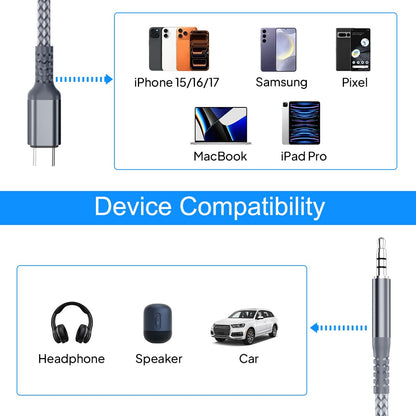 Elebase USB C to 3.5mm Aux Cable 1.2m