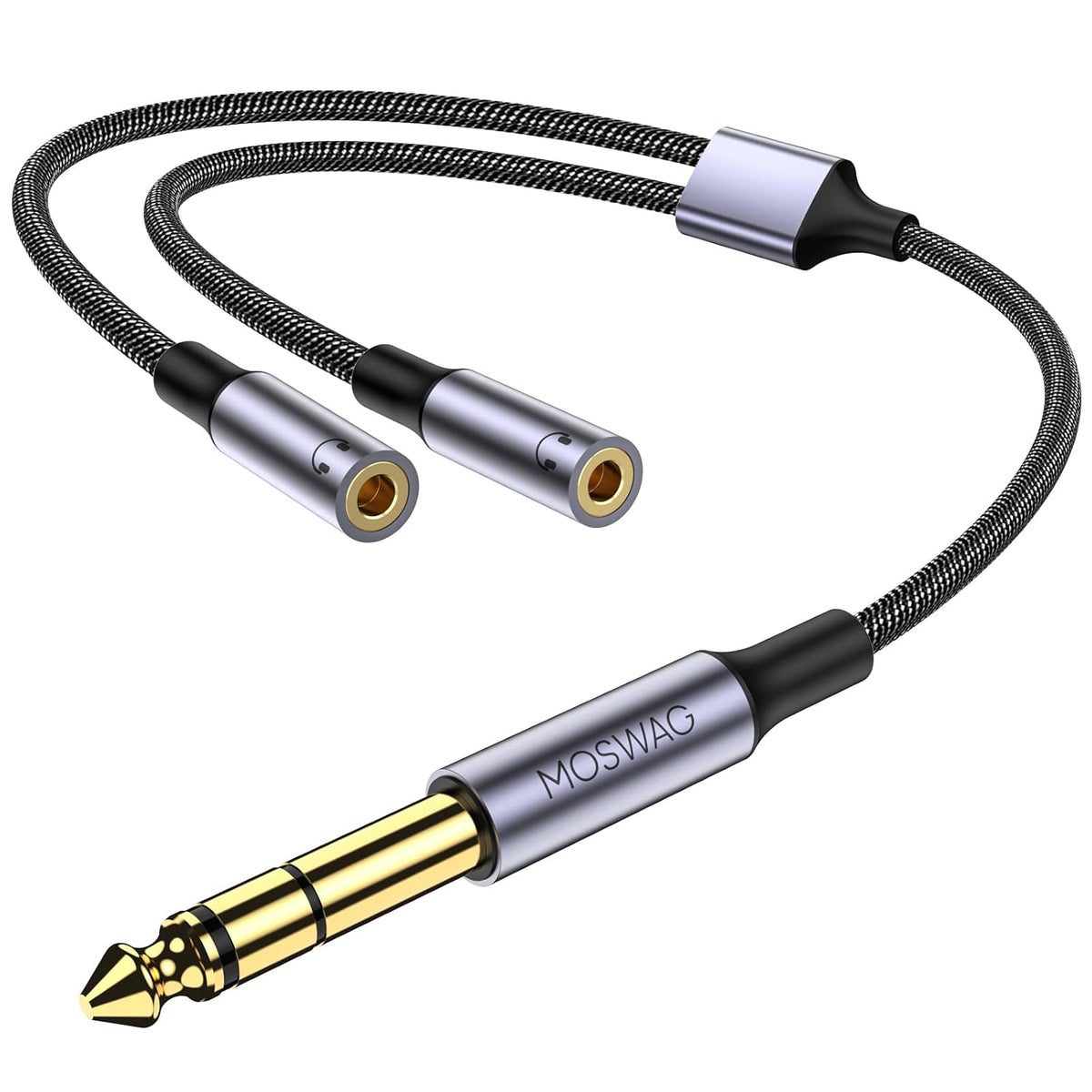 MOSWAG 1/4-inch TRS to Dual 1/8-inch Female Y Cable