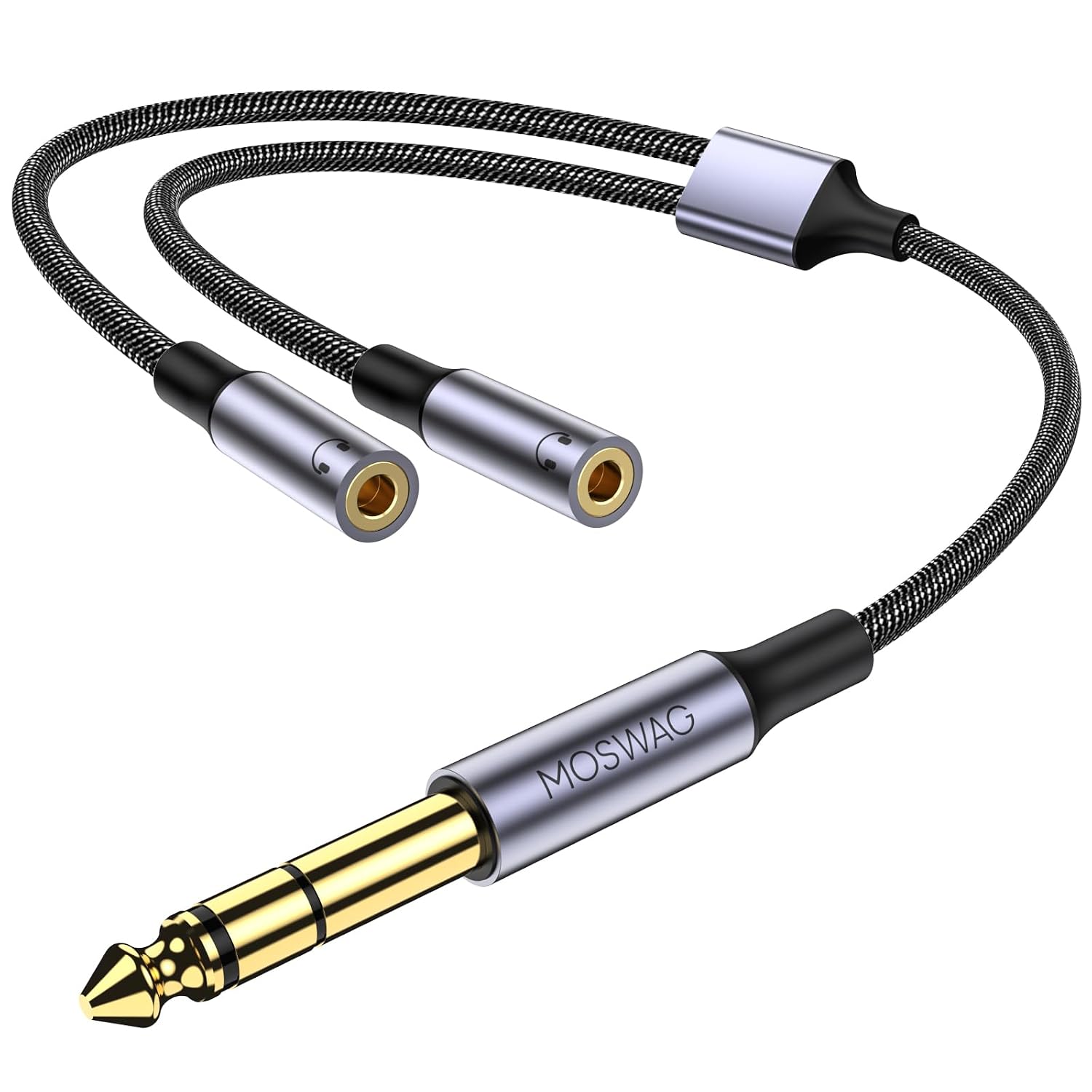 MOSWAG 1/4-inch TRS to Dual 1/8-inch Female Y Cable