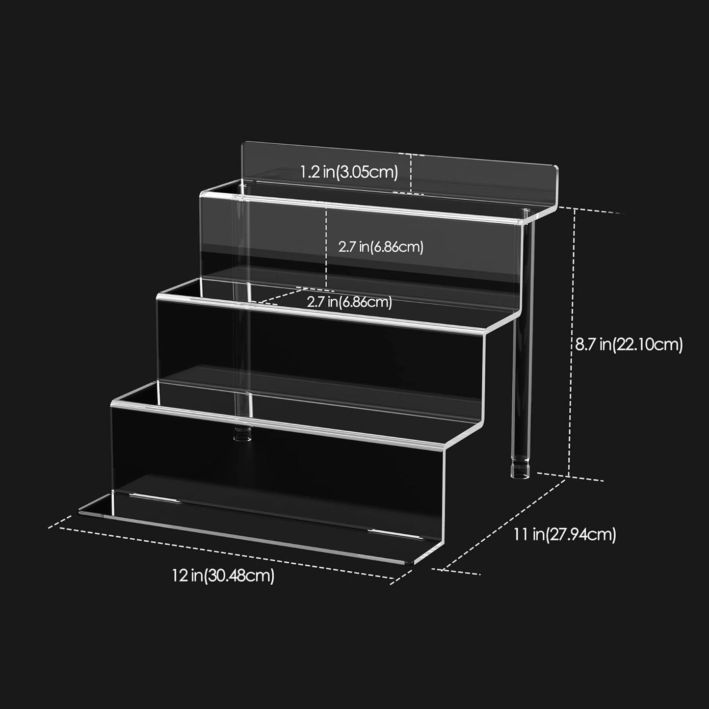 12‑inch Clear Acrylic 4‑Tier Display Stand with Removable Step