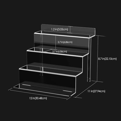 12‑inch Clear Acrylic 4‑Tier Display Stand with Removable Step