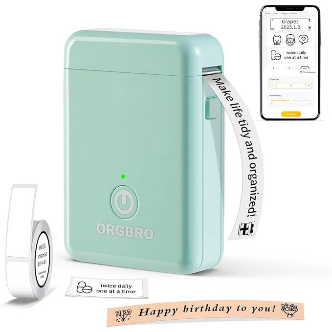 ORGBRO X1 Portable Bluetooth Mini Label Printer with Tape – Compact Wireless Label Maker for Home, School & Office