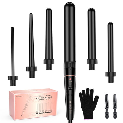 BESTOPE PRO 6-in-1 Tourmaline Curling Iron Large & Small Curls