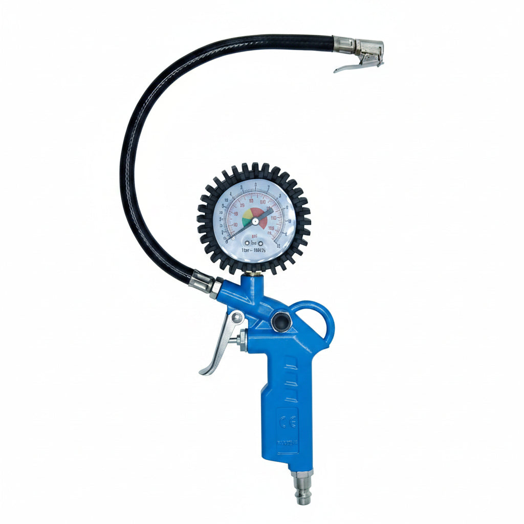 CCLIFE 3-in-1 Tyre Pressure Gauge 2196-2C 12 Bar 300mm Hose for Car Motorcycle