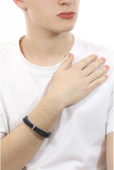 Tommy Hilfiger Men's Leather Bracelet with Magnetic Stainless Steel Closure
