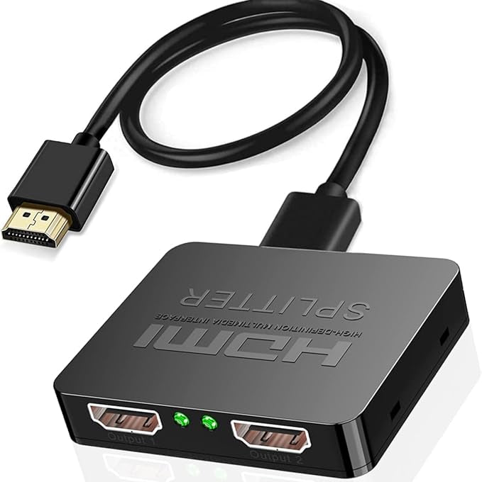 Yiany 1x2 HDMI Splitter 4K 30Hz 1 in 2 Out Amplifier for Dual Monitors