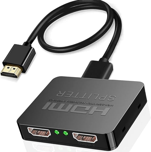 Yiany 1x2 HDMI Splitter 4K 30Hz 1 in 2 Out Amplifier for Dual Monitors