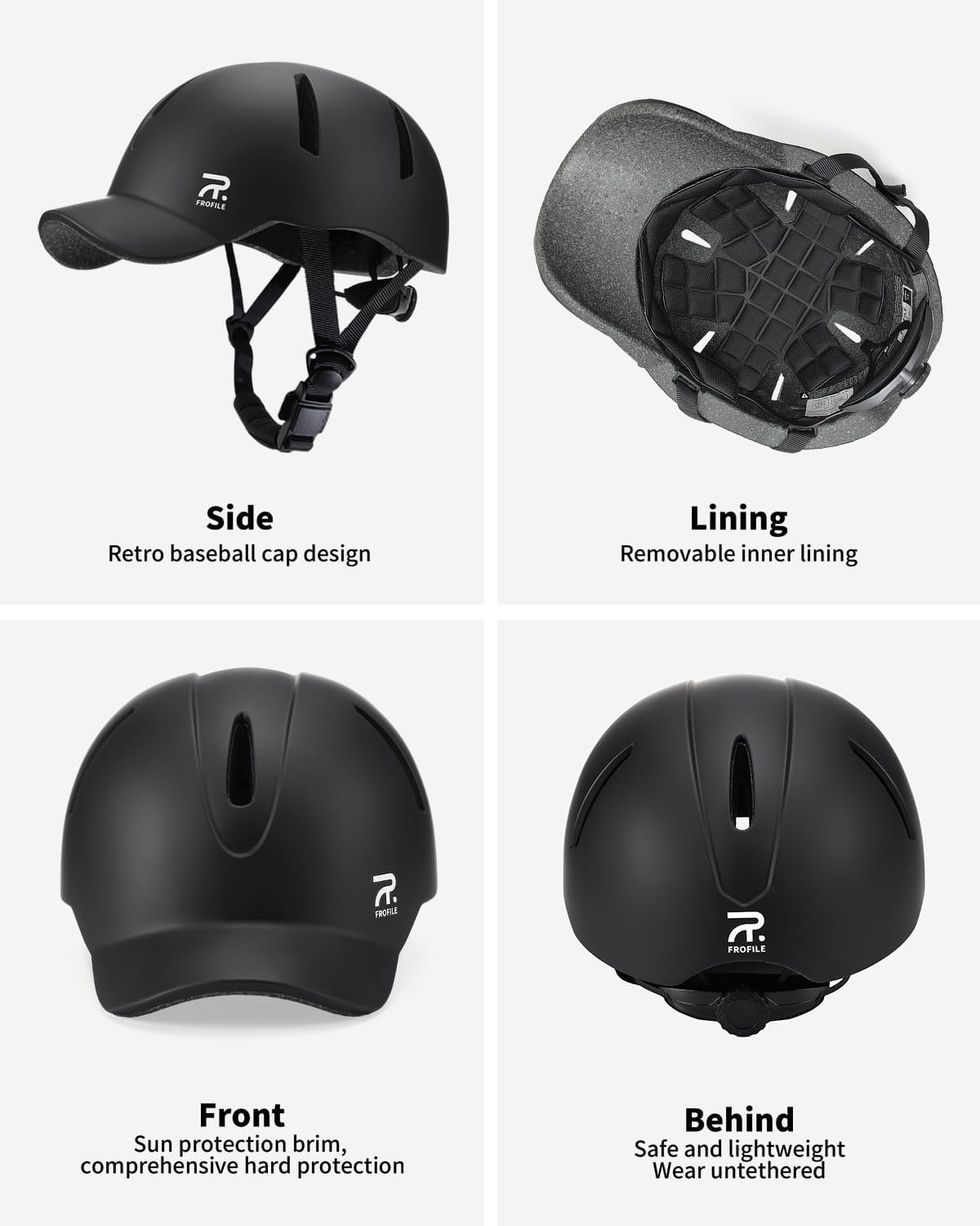 FROFILE Adult Commuter Bike Helmet - Baseball Cap Style Visor