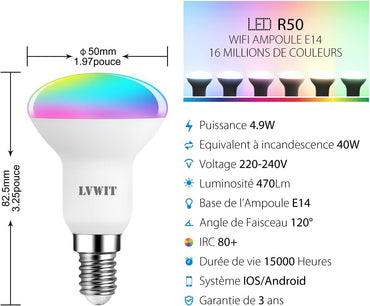 LVWIT R50 Smart E14 LED Light Bulb 4.9W 470lm