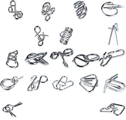 24-Piece Metal Puzzle Brainteaser Set – Brain‑Boosting Fun for All Ages