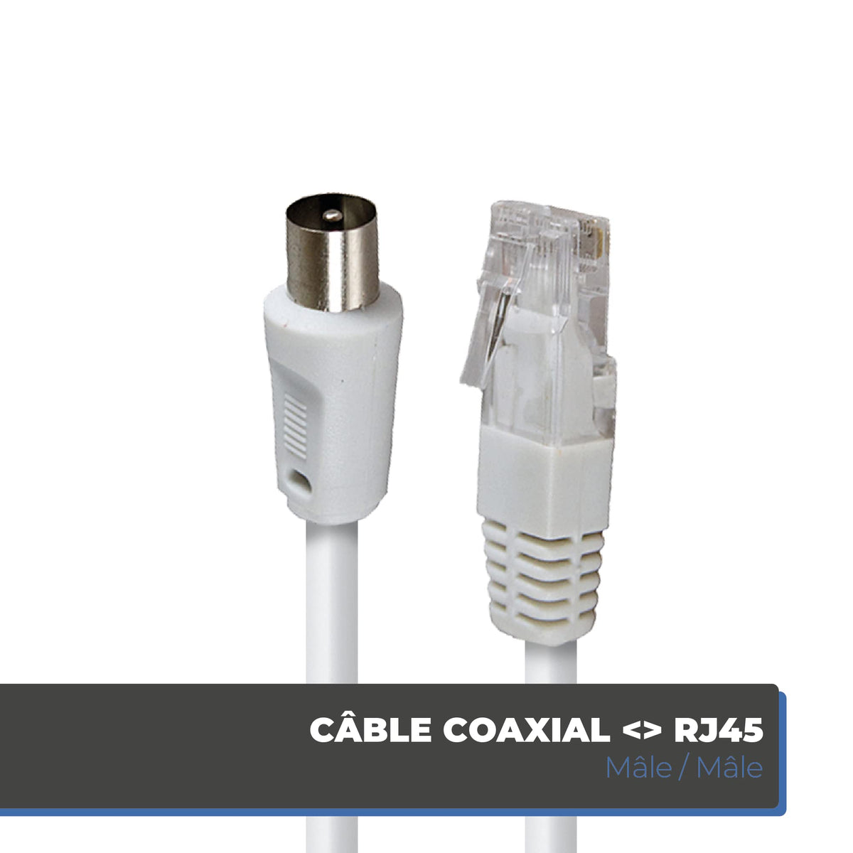 APM France 408025 RJ45 to Coaxial Cable 2m White
