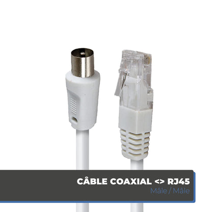 APM France 408025 RJ45 to Coaxial Cable 2m White