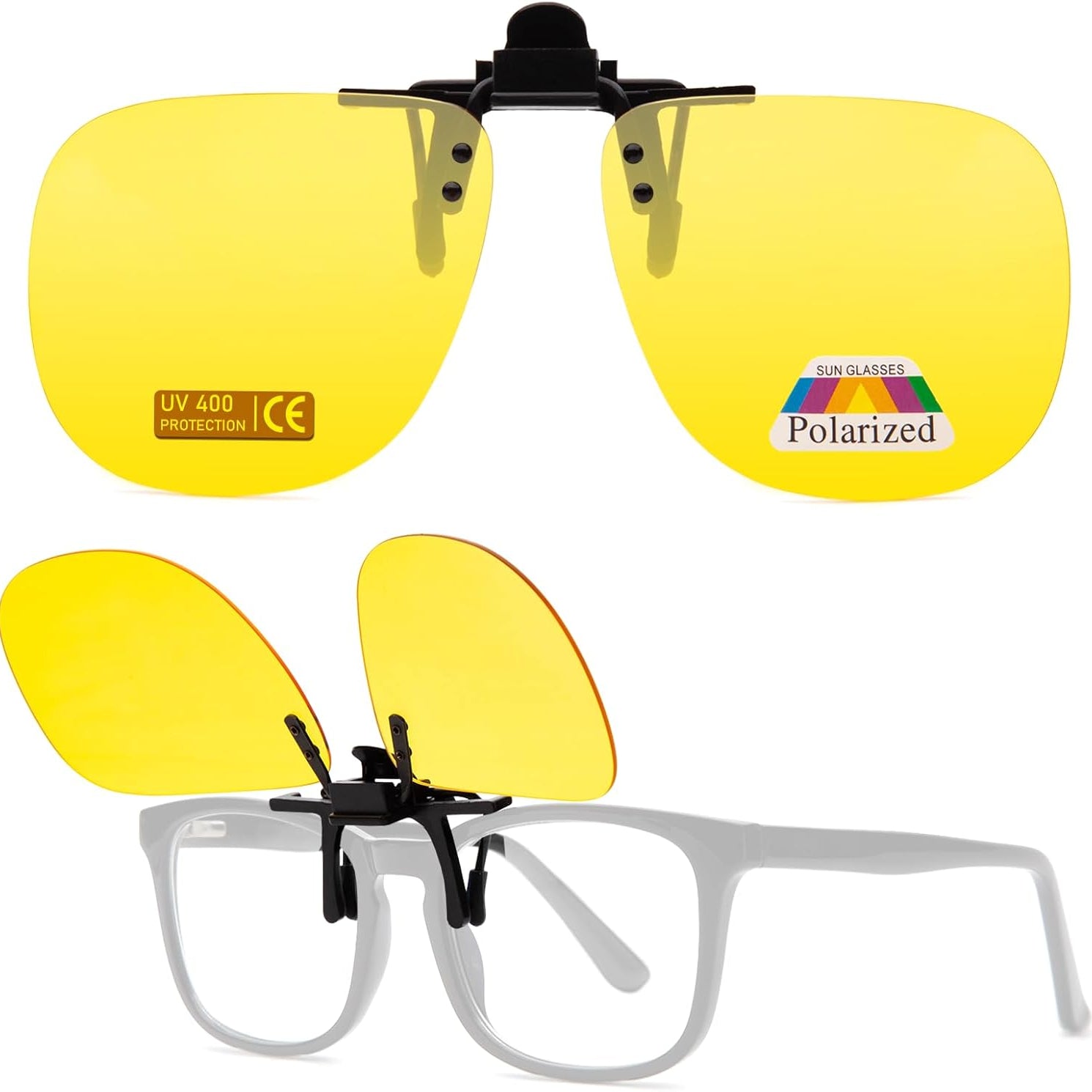 Epavouos Polarized Clip-On Night Driving Glasses UV400 for Eyeglass Wearers