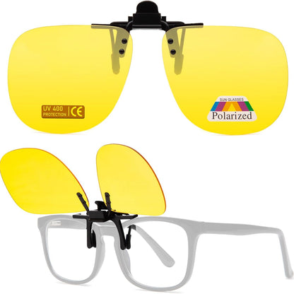 Epavouos Polarized Clip-On Night Driving Glasses UV400 for Eyeglass Wearers