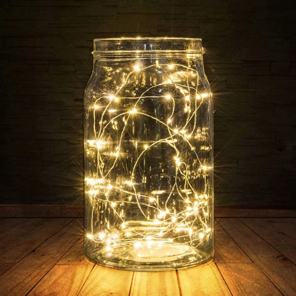 BXROIU 2 x 20LEDs Fairy Lights Battery Operated 2 Mode Silver Wire 6.6Ft Chains String Lights for Bedroom Christmas Party Decoration