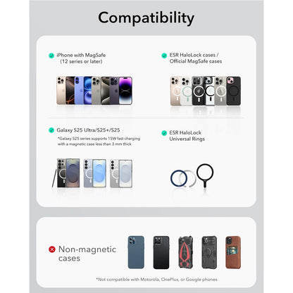 ESR Qi2 Foldable MagSafe Car Mount Charger for iPhone