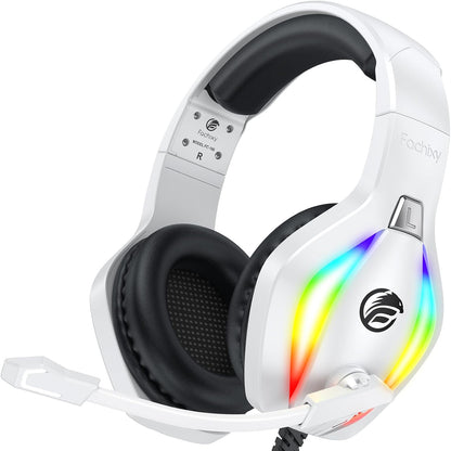 Fachixy FC100 Wired Over-Ear Gaming Headset with Microphone RGB Light White Black