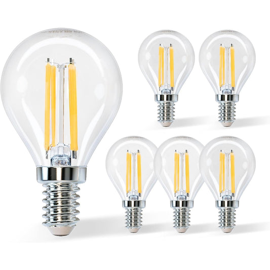 Aigostar LED Filament E14 Globe Warm Light Retro Vintage Clear Glass Bulb 5-Pack