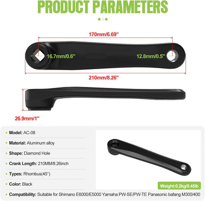 BAFANG 170mm Diamond Hole Right Crank Arm for E‑Bike