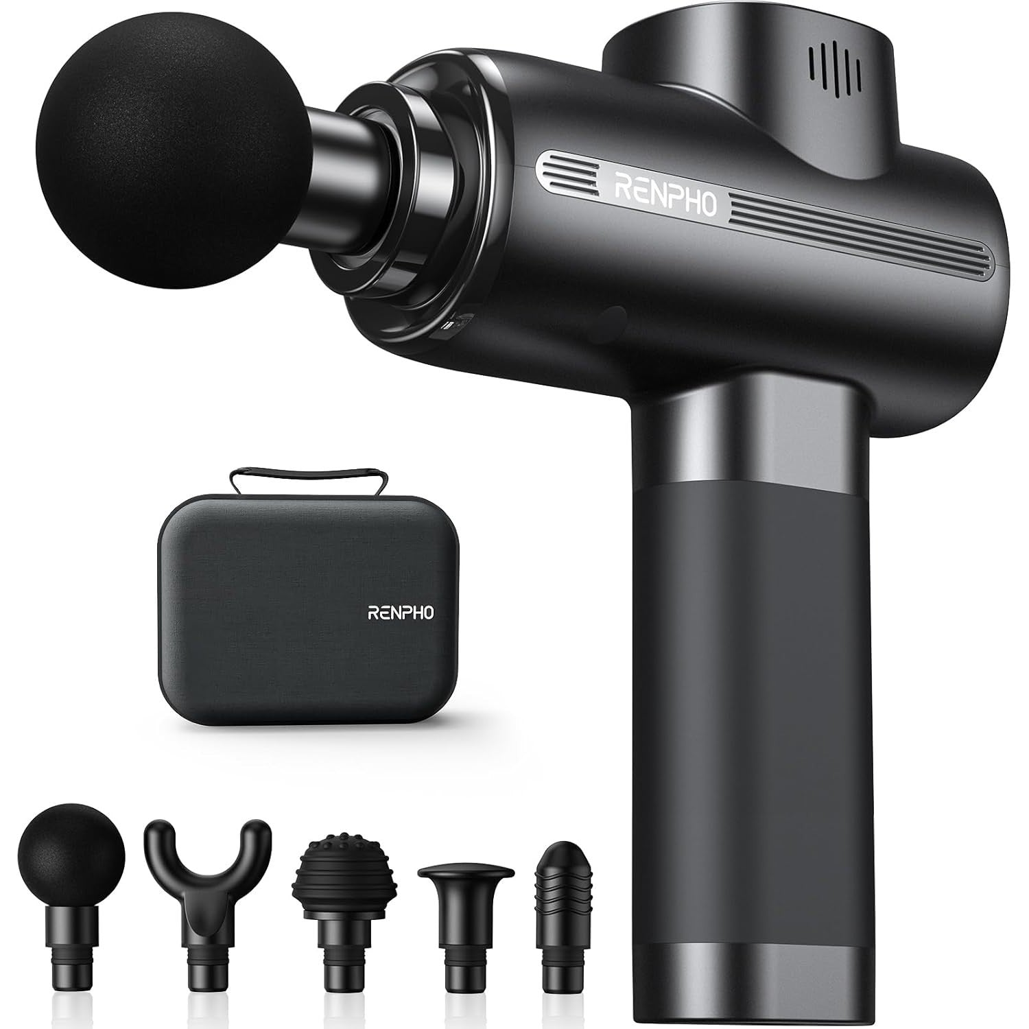 RENPHO 3200 RPM Deep Tissue Massage Gun with Case Black