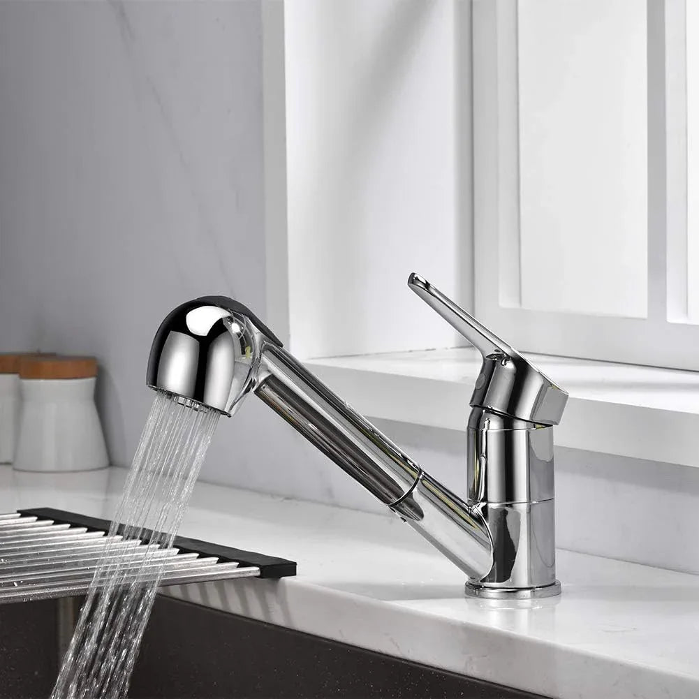 Ibergrif Roma Chrome Kitchen Faucet with Pull-Out Sprayer Extendable Hose - Gomix Brands Outlet