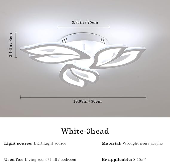 Plafonnier 40W LED Ceiling Light with 3-Leaf Design