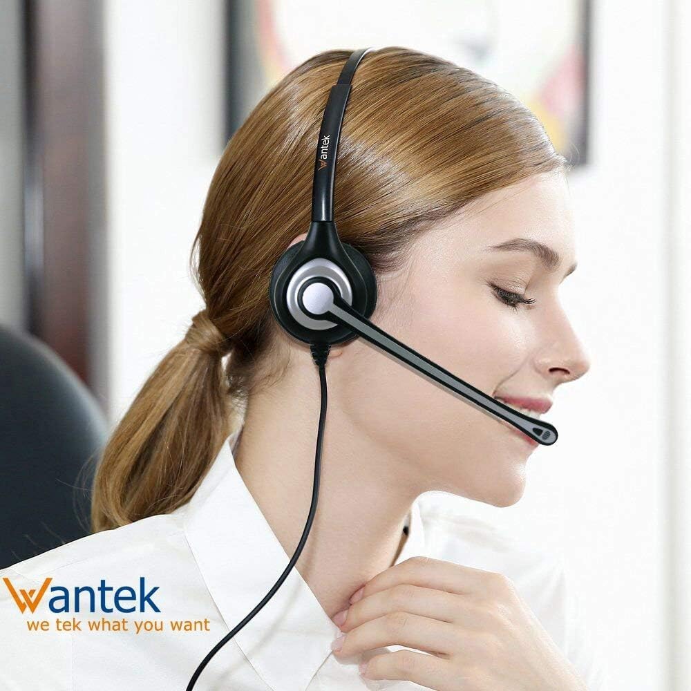 Wantek 6035 Wired On-Ear Headset with Noise-Cancelling Microphone for PC, Laptop, and Smartphones