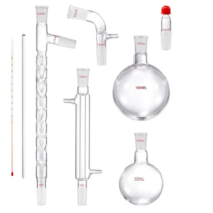 VEVOR 13-Piece 24/40 Glass Distillation Kit with 1000ml Bottle