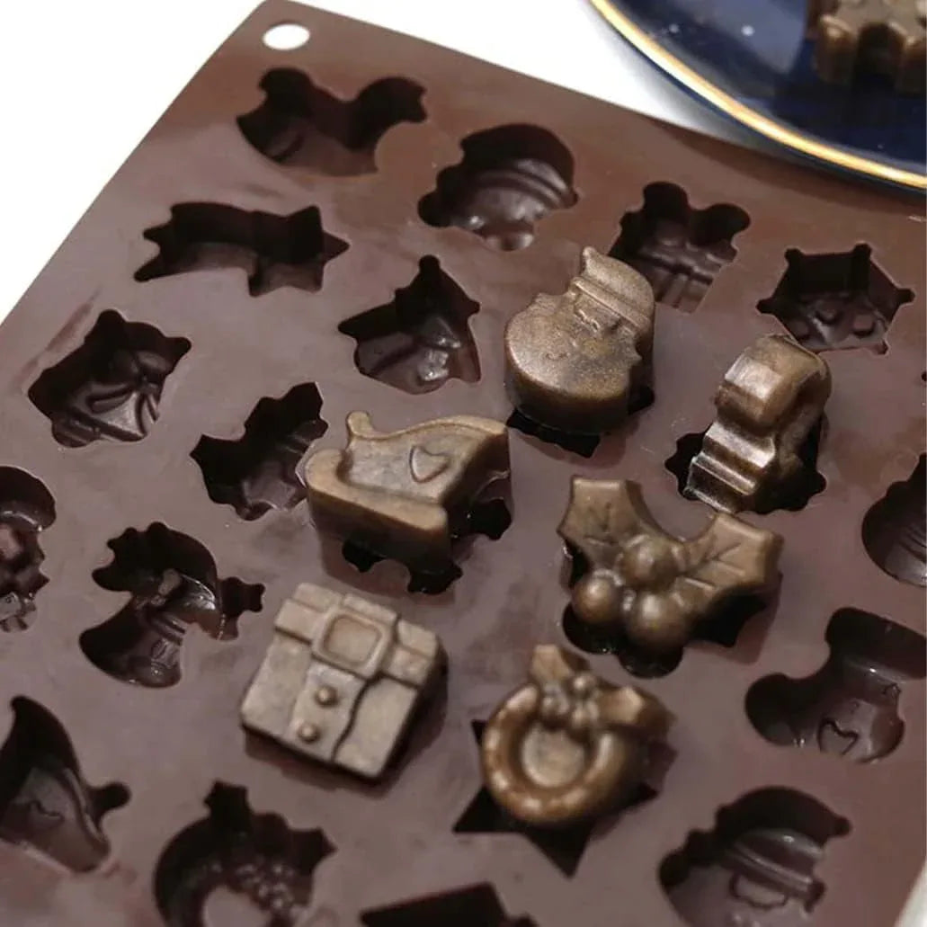 25-Cavity Christmas Silicone Chocolate Mould – Non-Stick Baking Tray - Gomix Brands Outlet