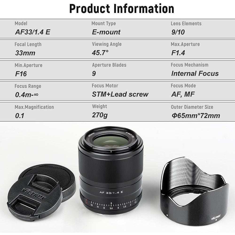 VILTROX 33mm f/1.4 Auto Focus Prime Lens for Sony E‑Mount