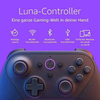Wireless Amazon Luna Game Controller with Bluetooth, Wi‑Fi, Black