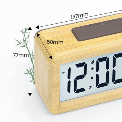aboveClock Digital Alarm Clock Wood with Sensor Module Table Clock Snooze Date Temperature Brightness Adjustable