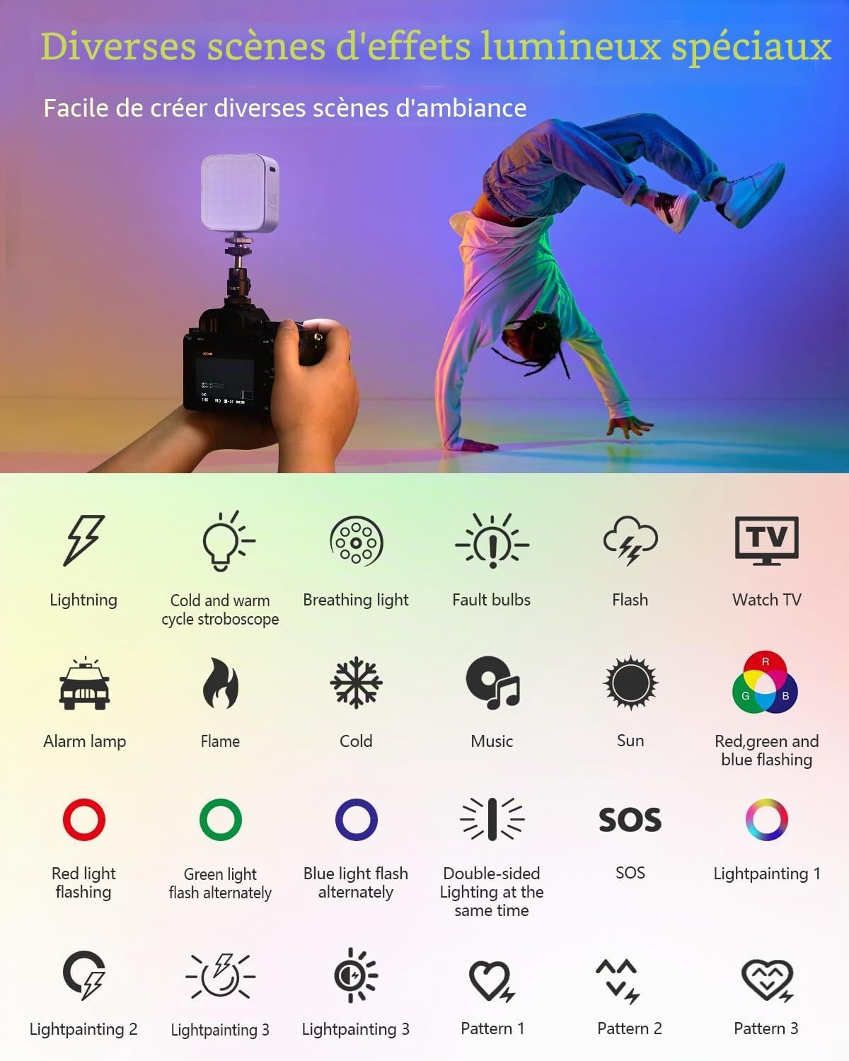 UTEBIT Magnetic RGB Camera Light 2500 mAh Rechargeable LED Video Light 2500K-9000K