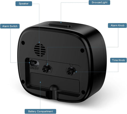 Ankilo Silent Analog Alarm Clock for Bedroom
