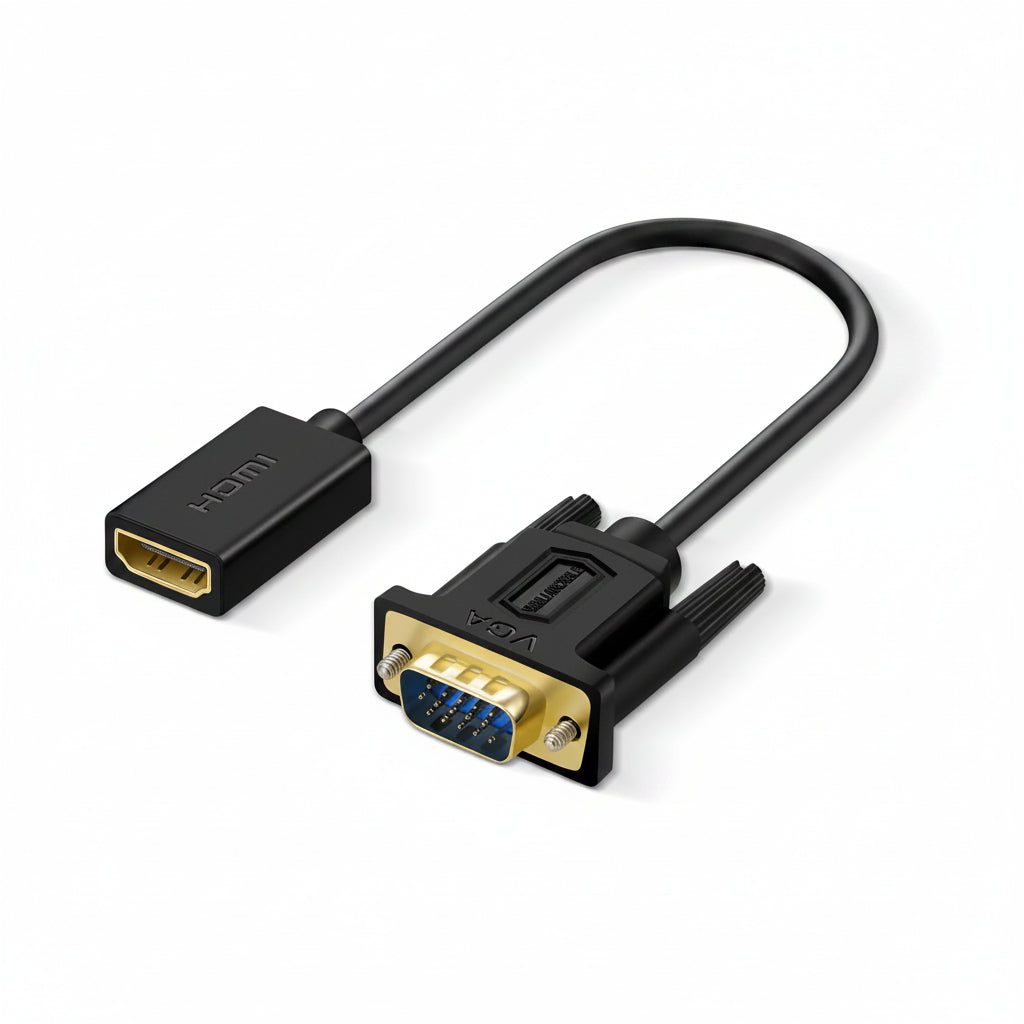 SHULIANCABLE HDMI Female to VGA Male Adapter 1080P 15CM Black