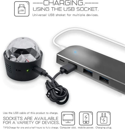 ASFSKY Mini DJ Disco Ball Light USB Rechargeable Sound‑Activated - Gomix Brands Outlet