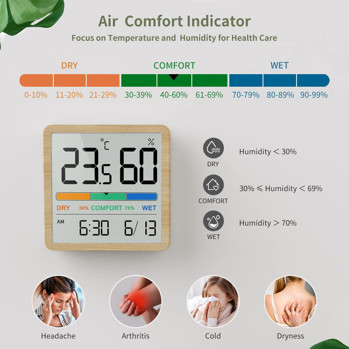 NOKLEAD 5253T Digital Hygrometer Indoor Thermometer