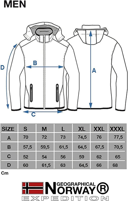 Geo Norway Men's Waterproof Breathable Softshell Jacket with Hood