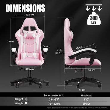 Bigzzia Purple Pink Gaming Chair with Reclining Back Support