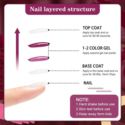 INPING 10-Color Red Black Glitter UV Gel Nail Polish Set