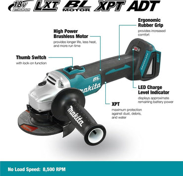 Makita DGA454Z 115mm Brushless 18V Angle Grinder Bare Unit