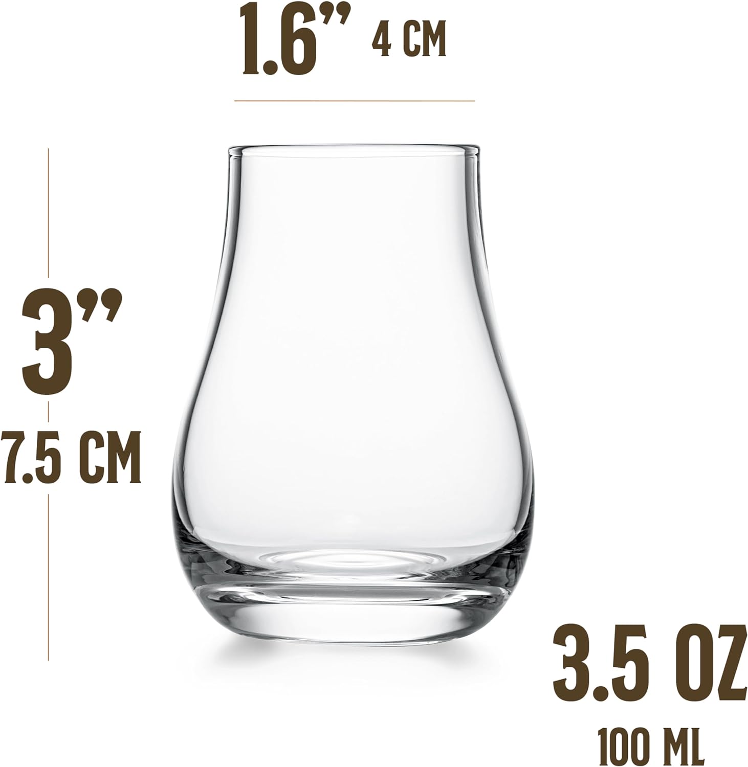 Professional Stemless 3.5oz Tulip Whiskey Tasting Glass Set of 6
